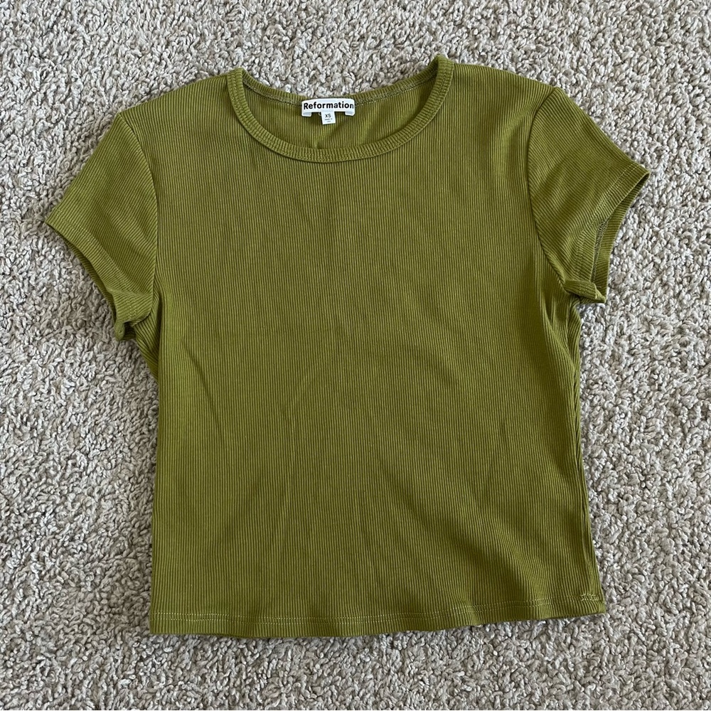 Reformation Organic Cotton Spandex Hartley Knit Tee T Shirt